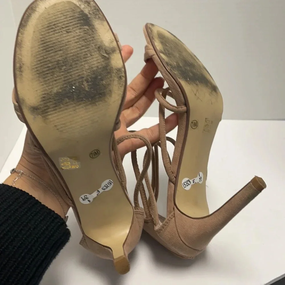 Chinese laundry suede strappy sandal heels
